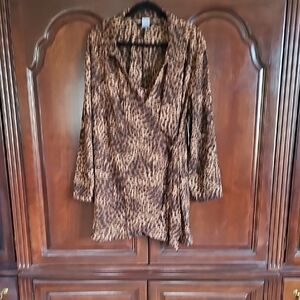 Time and Tru Brown & Black Leopard-Print Swim Coverup